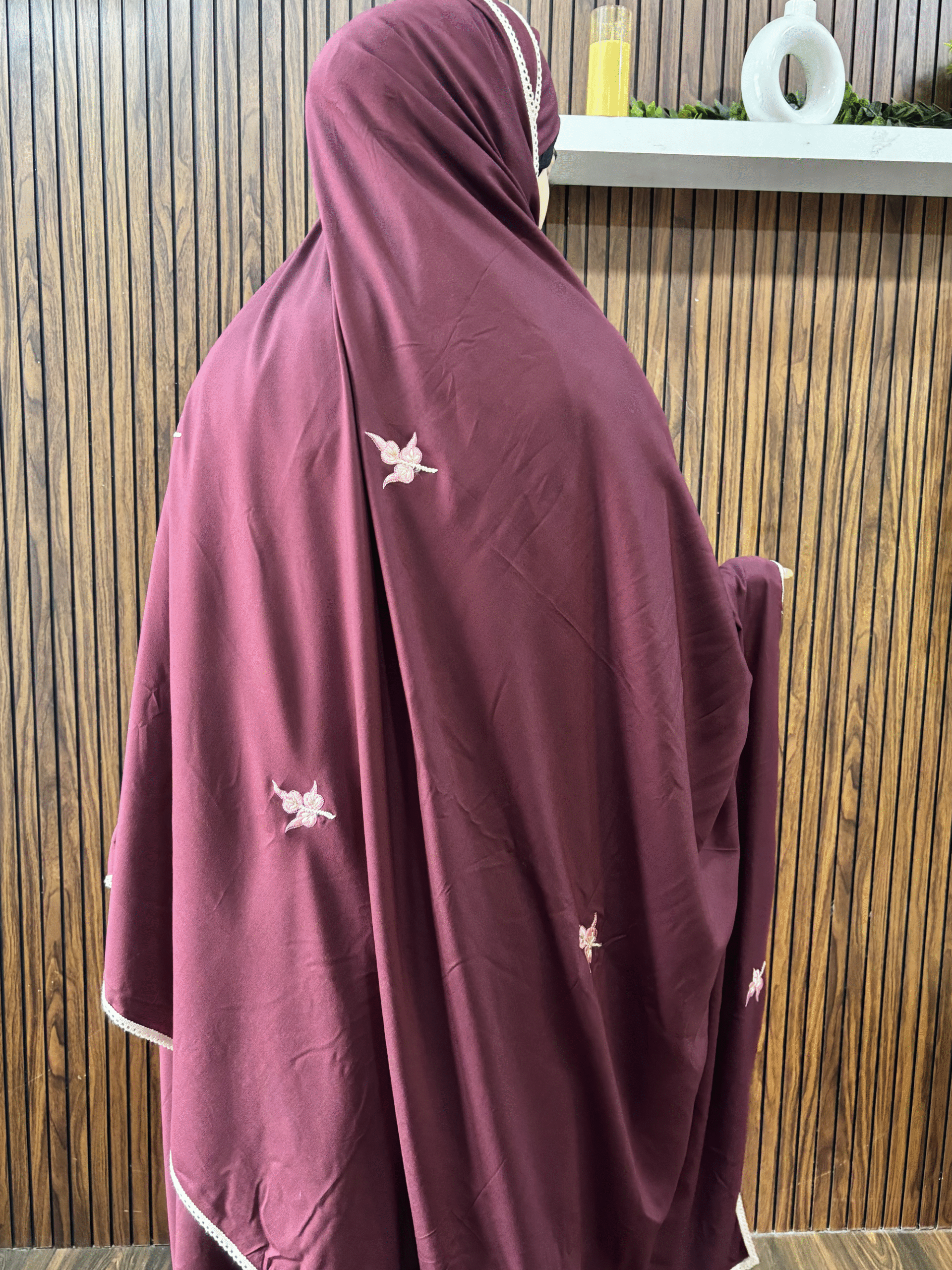 Haya Chadar with Embroidery (Maroon) - Image 3