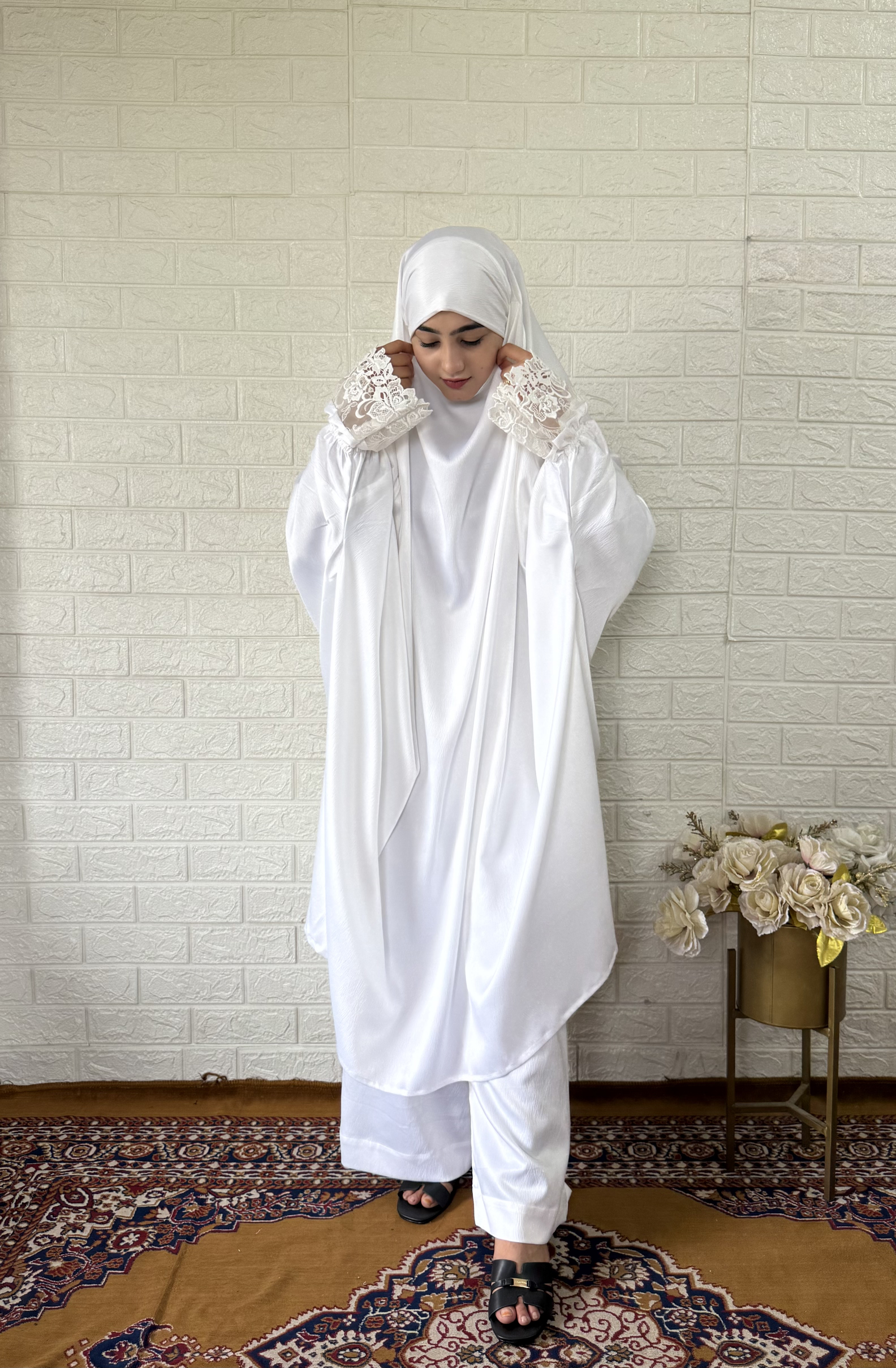 Premium Jilbab with Plazo (White) - Image 2