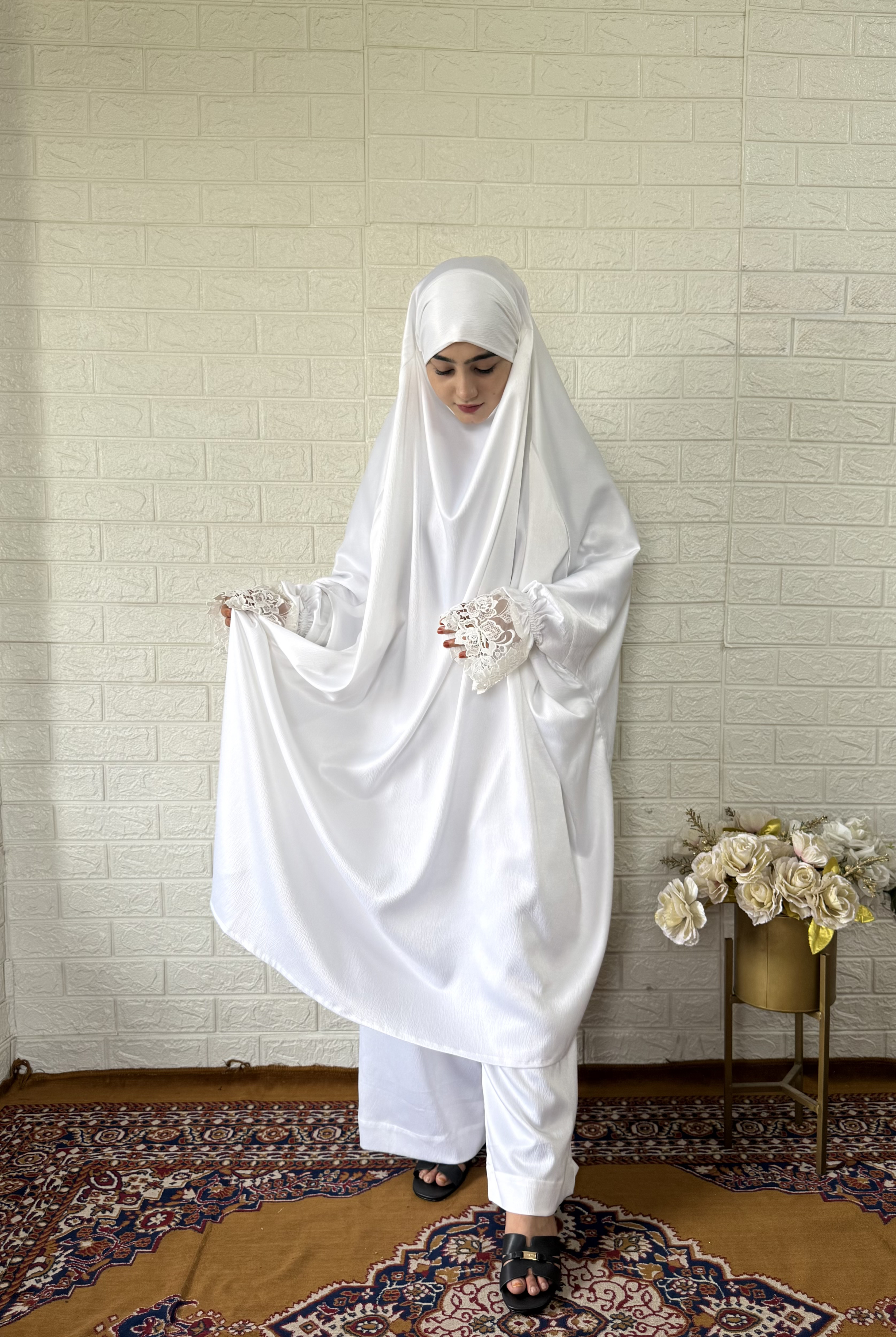 Premium Jilbab with Plazo (White)