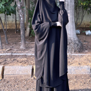 Jilbab with skirt and crush sleeve (Black)