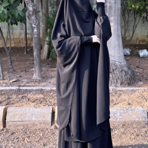 Jilbab with skit and crush sleeve (Black)