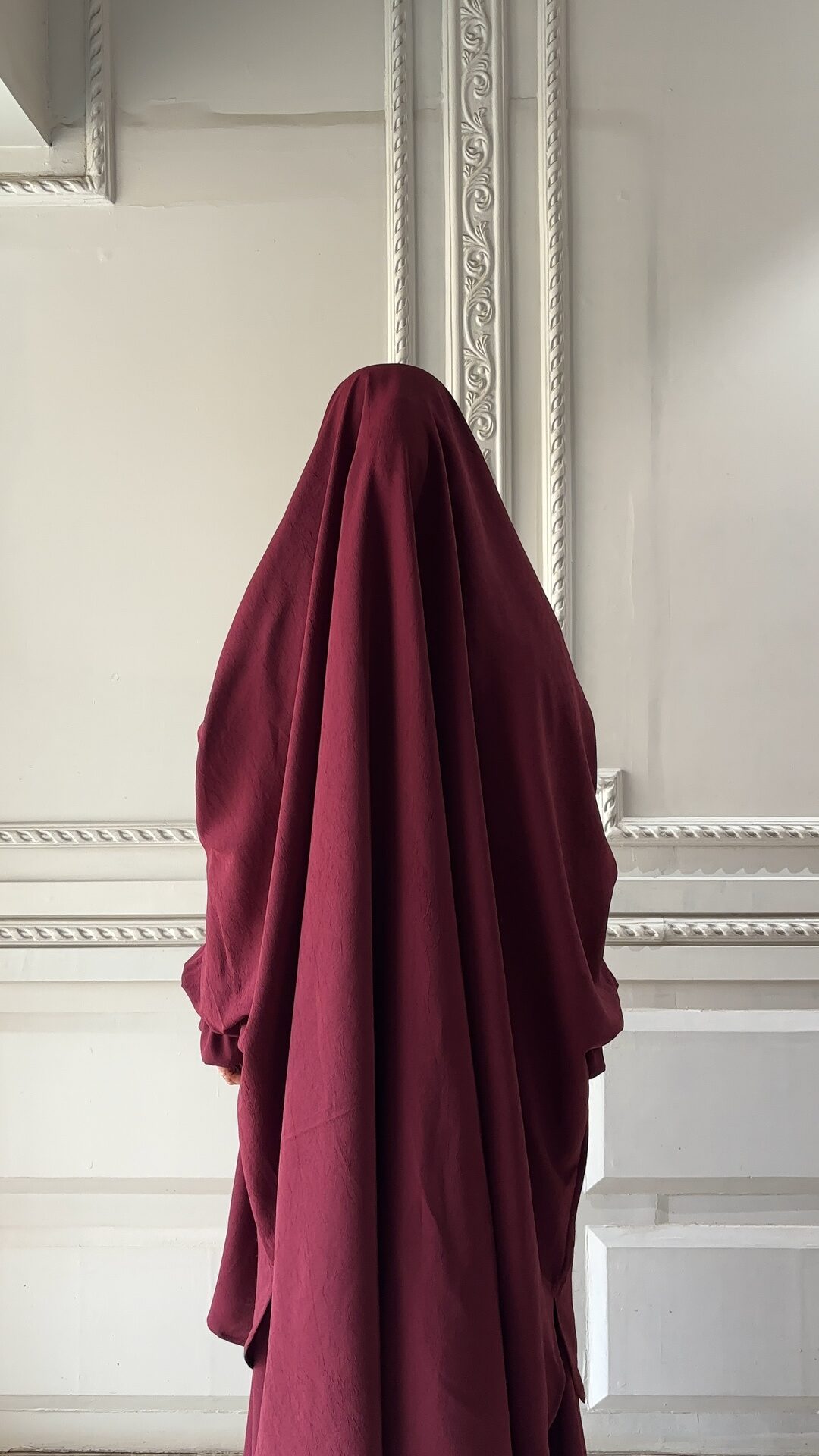 Jilbab with skirt and frill sleeve (Maroon) - Image 3