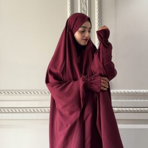 Jilbab with skirt and frill sleeve (Maroon)