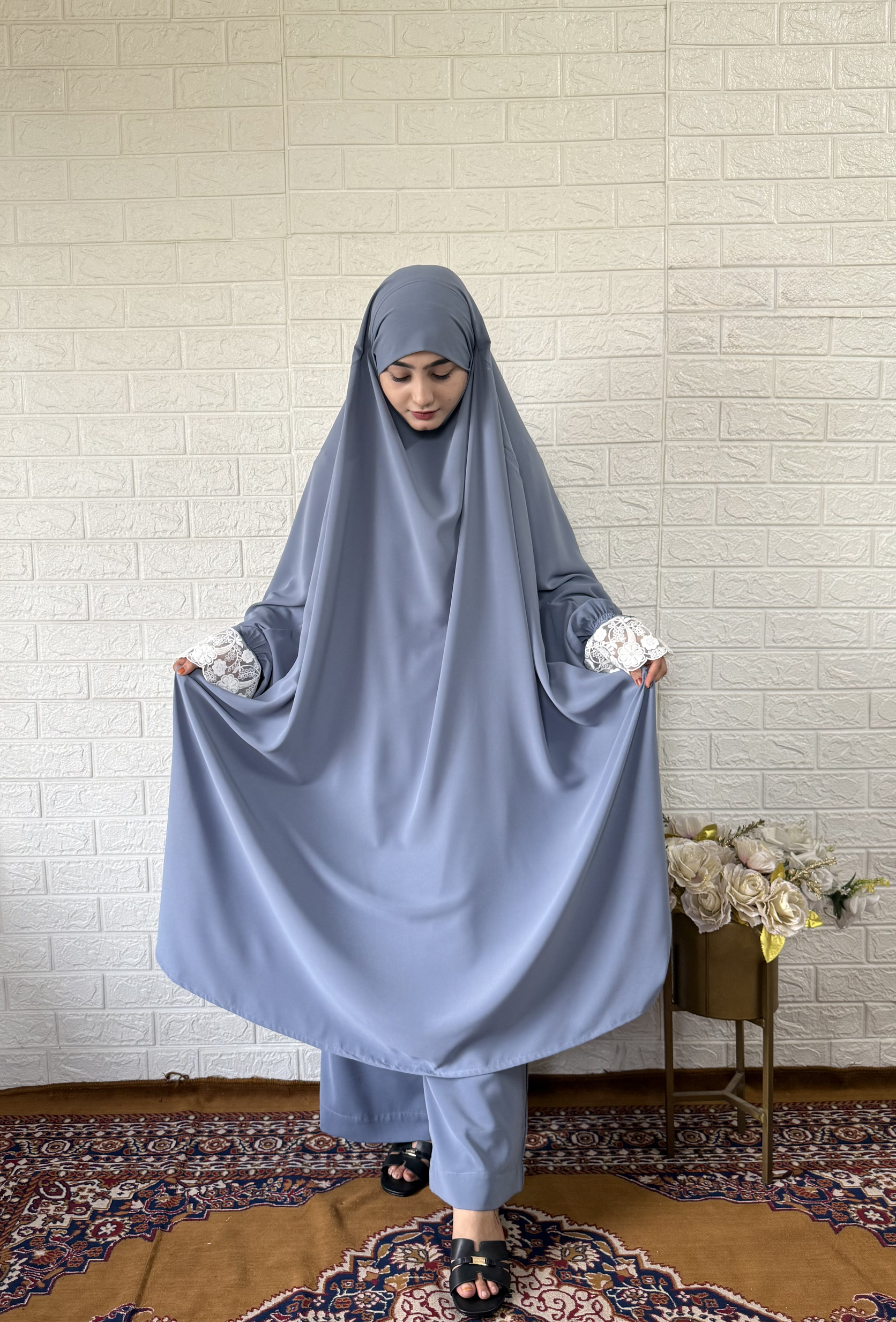 Premium Jilbab with Plazo (Pouder Blue)
