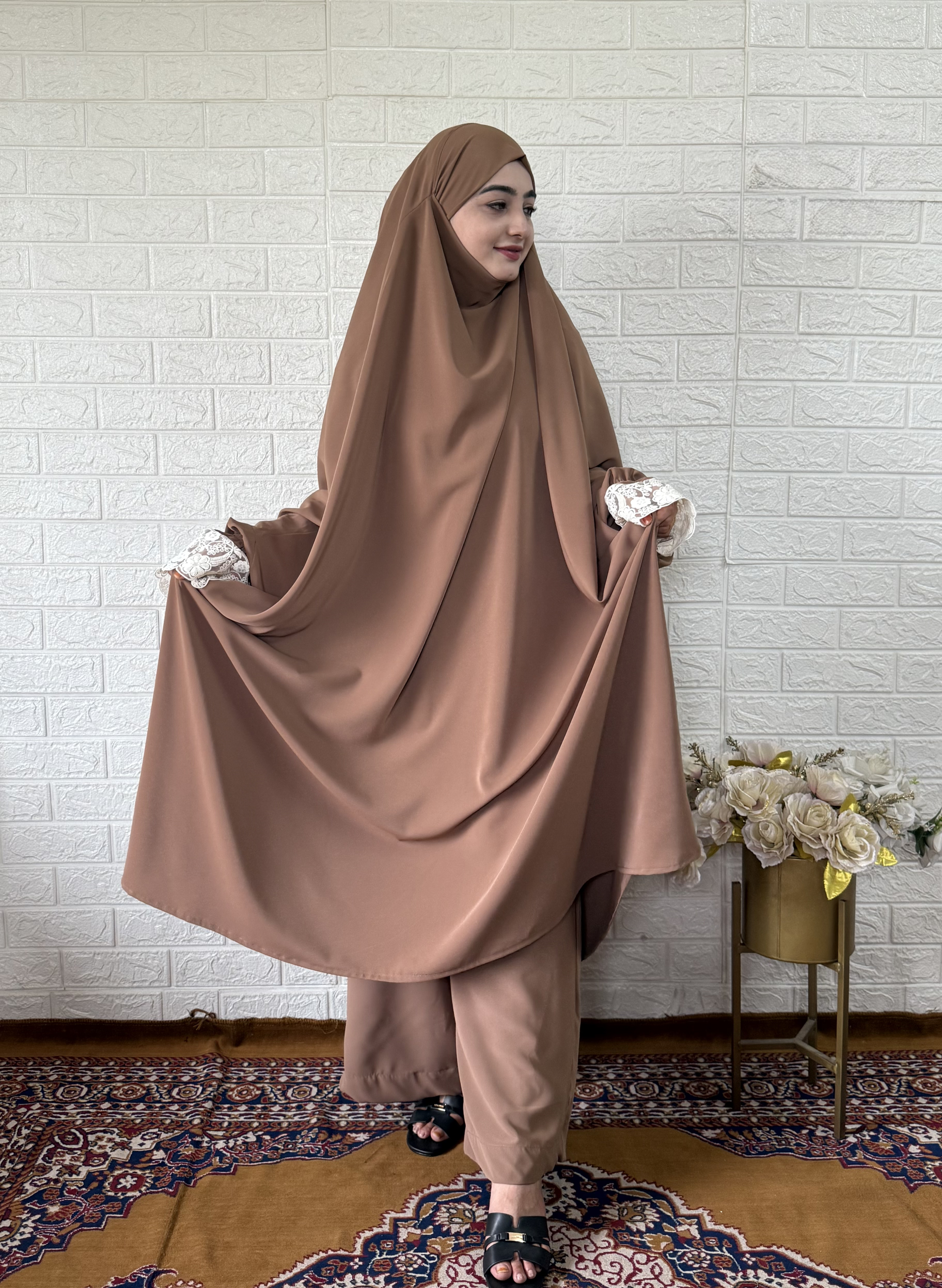 Premium Jilbab with Plazo (Beige)