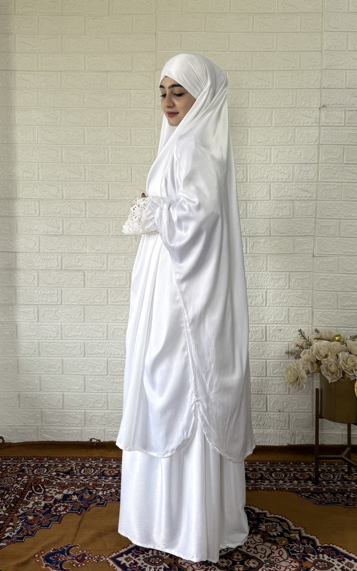 Premium Jilbab with skirt (White) - Image 2