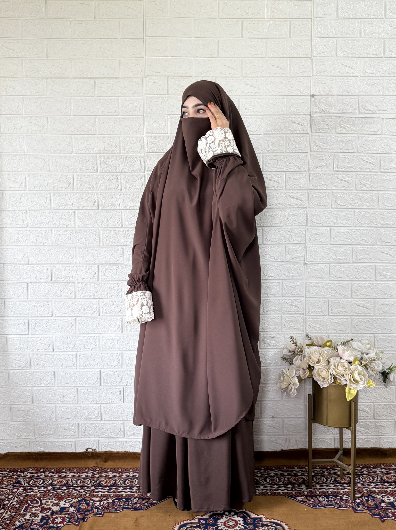 Premium Jilbab with skirt (Brown) - Image 2