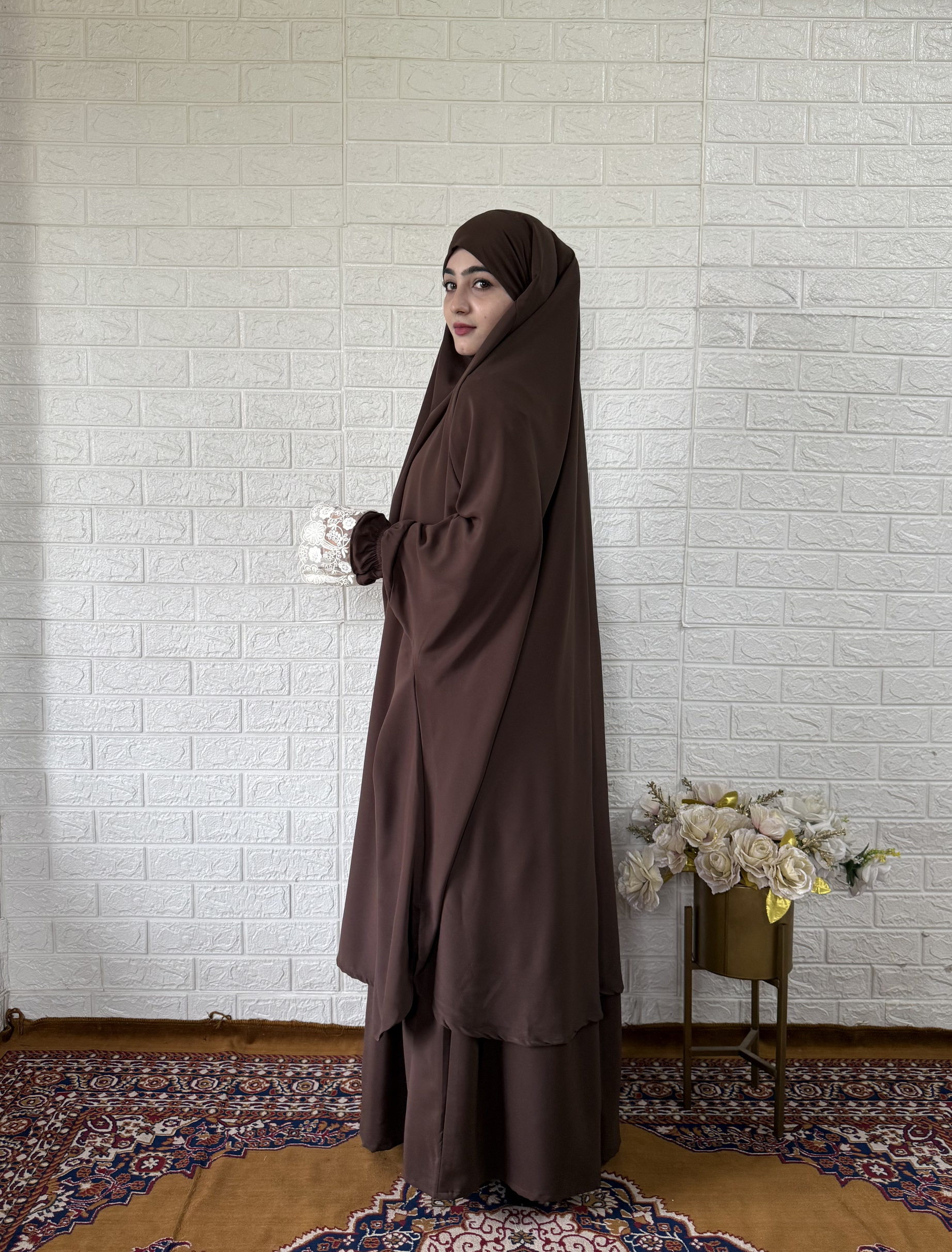 Premium Jilbab with skirt (Brown) - Image 4