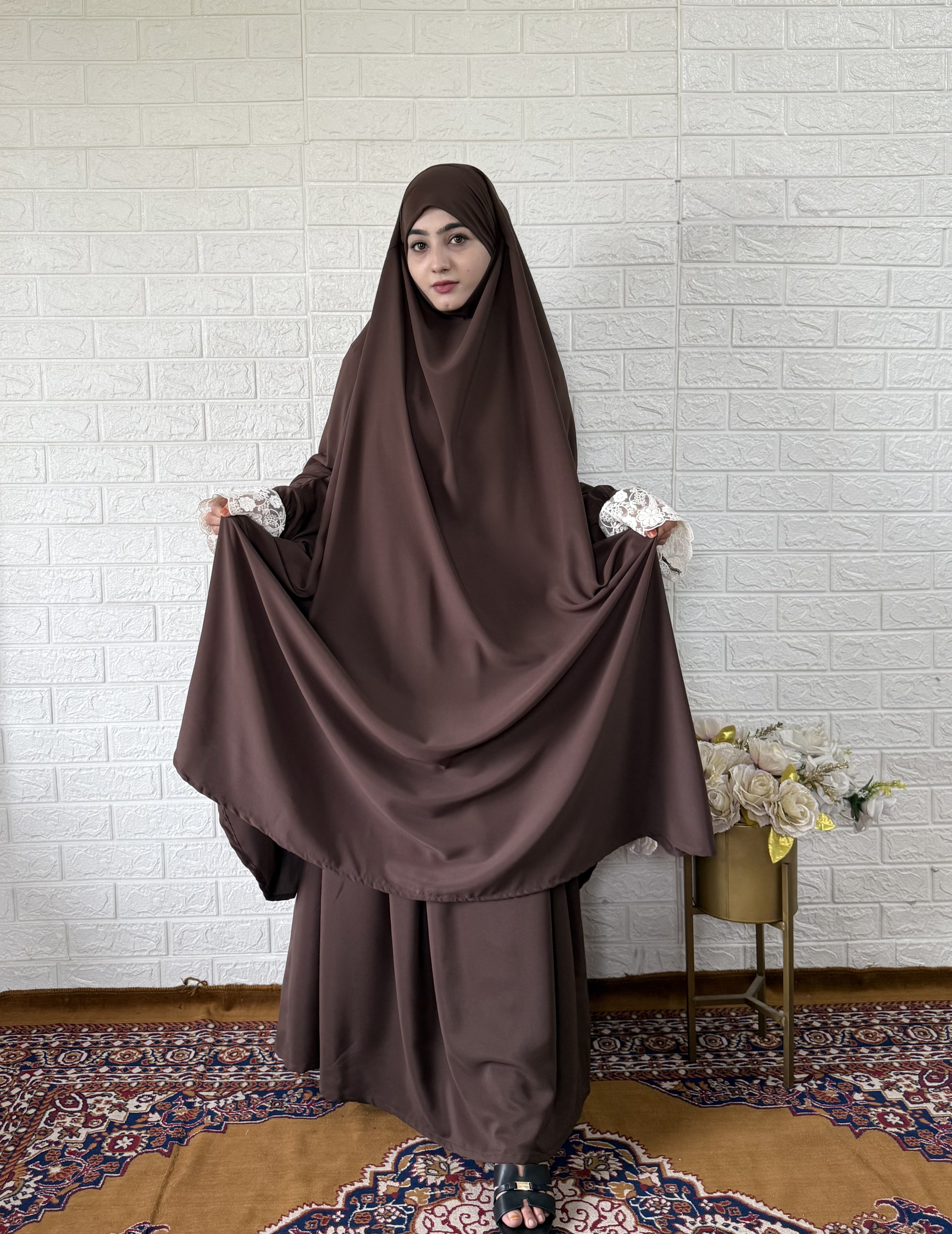 Premium Jilbab with skirt (Brown)