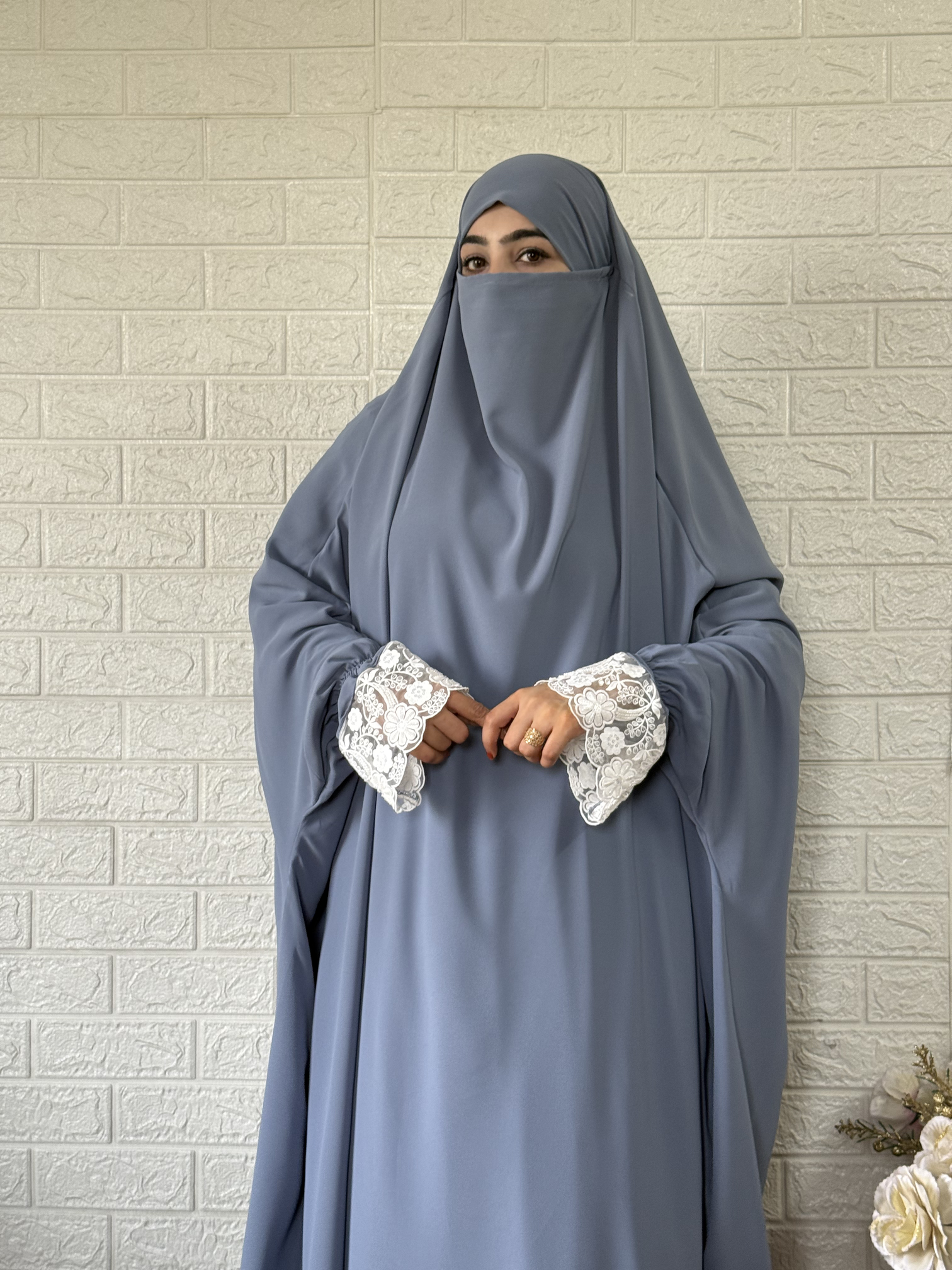 Premium Jilbab with skirt (Pouder Blue) - Image 4