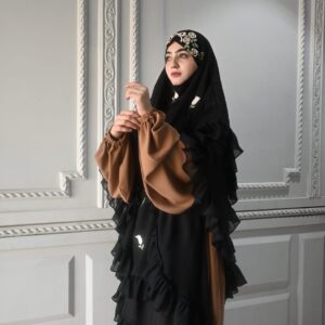 Al Jalilah Abaya (Black & Beige Combo)